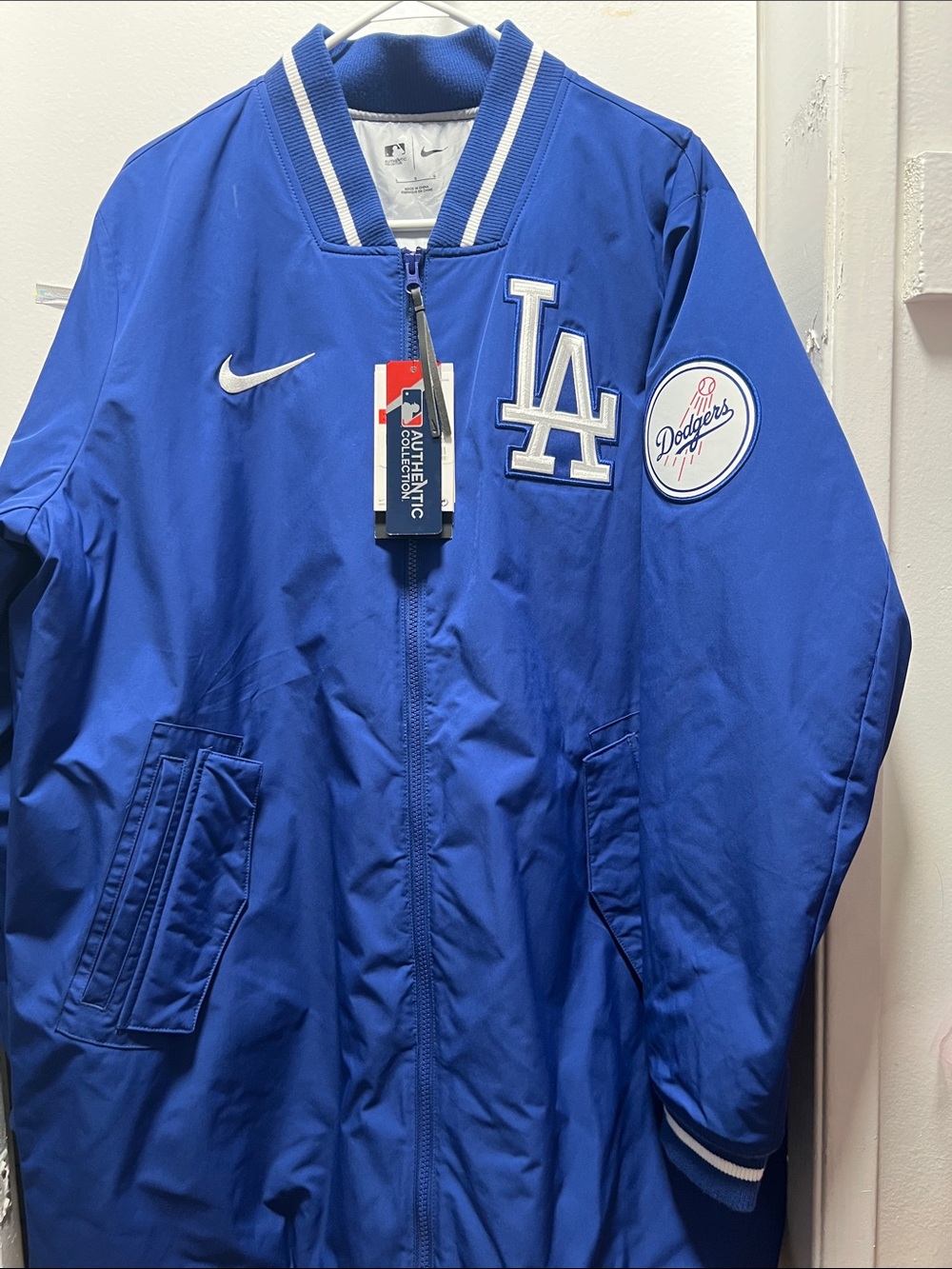 Nike Royal Blue LA Dodgers Bomber Jacket with White Accents